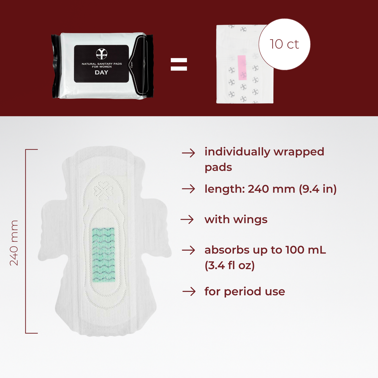 Ultra-Thin Daytime Feminine Pads with Wings | 240mm Sensitive Skin