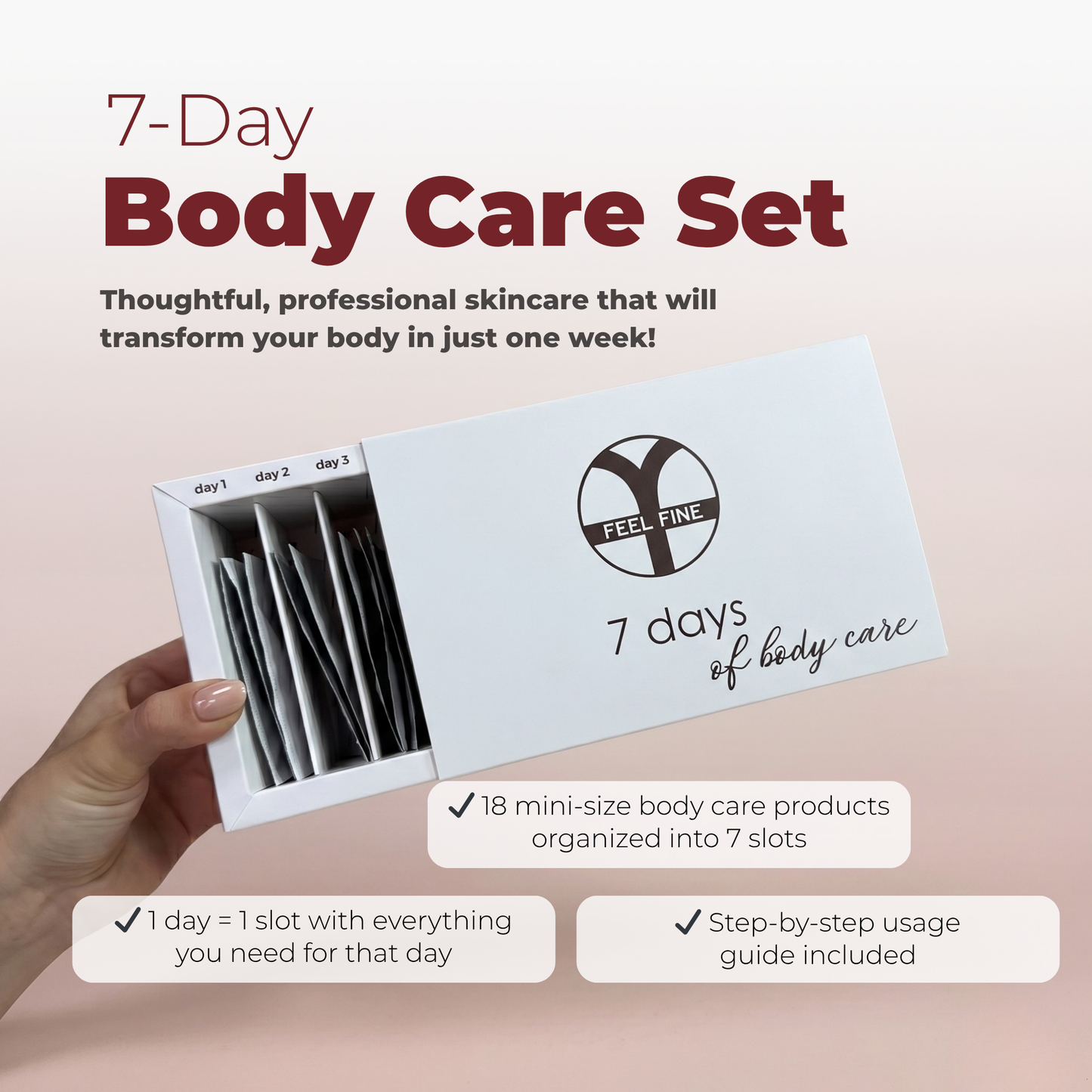 Body Care Gift Set for Women – 7 Day Self Care Routine with Scrub, Cream & Wrap